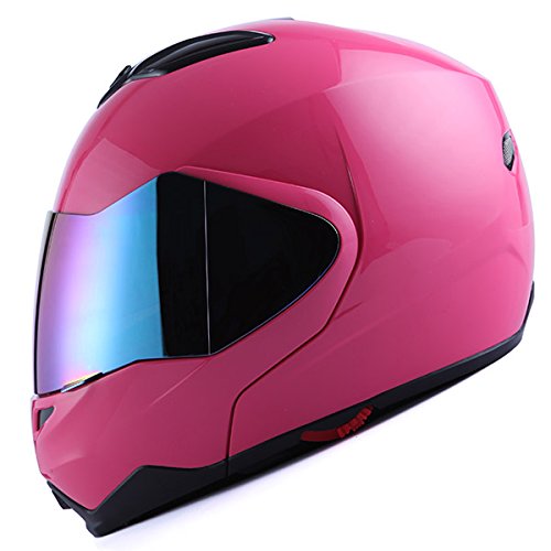 pink motorcycle helmets reviews - 1Storm Motorcycle Street Bike Modular/Flip up Dual Visor/Sun Shield Full Face Helmet Glossy Pink