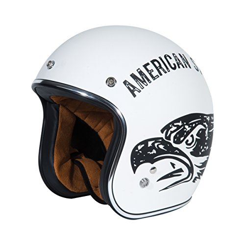 cool motorcycle helmets - Torc T50 Route 66 3/4 Helmet with American Standard Graphics (Flat White, X-Small) - best motorcycle helmets