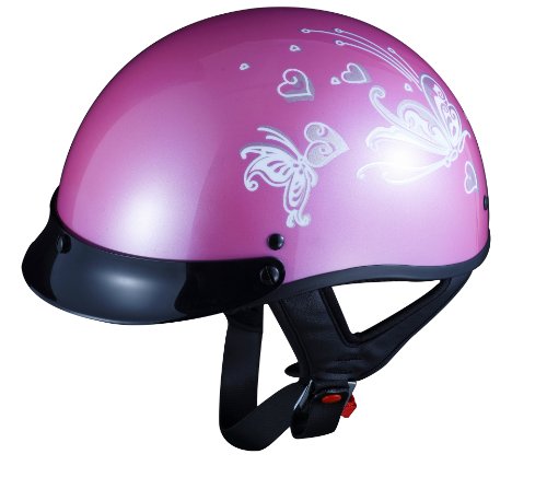 best pink motorcycle helmets reviews - GLX Pink Butterfly Motorcycle Half Helmet (Large)