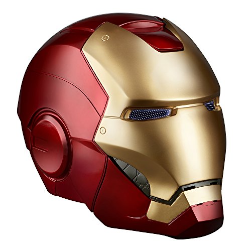 cool motorcycle helmets - Marvel Legends Authentic Iron Man Costume Cosplay Helmet Replica With LED Light Up Eyes, Electronic Sound Effects & Detachable Magnetized Faceplate, Red & Gold, One Size, Adjustable, Ages 15+ best motorcycle helmets