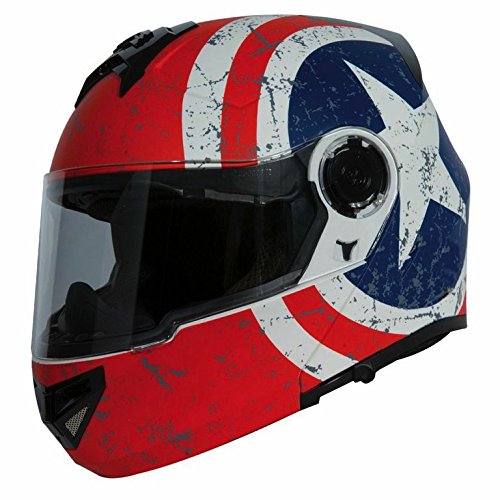 cool motorcycle helmets - TORC T27 Avenger Full Face Modular Helmet with Rebel Star Graphics (Flat White, Medium) - best motorcycle helmets