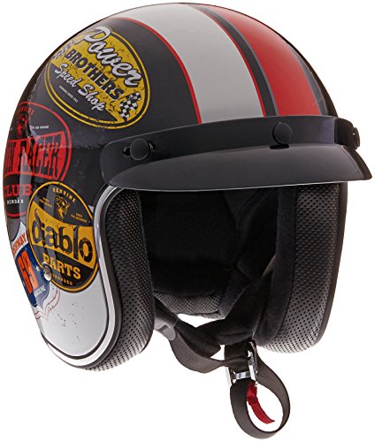 cool motorcycle helmets - Vega X-380 Open Face Helmet with Old Skool Color Graphic (Red, X-Small) - best motorcycle helmets