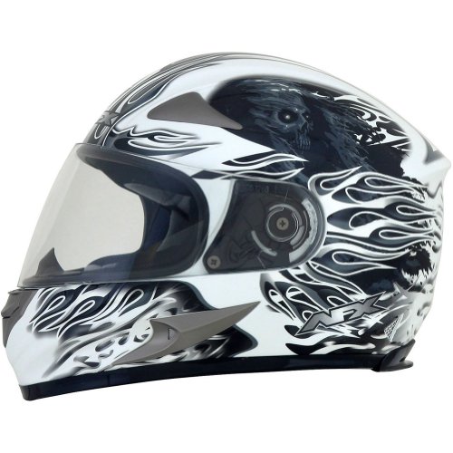 cool motorcycle helmets - AFX FX-90 Reaper Helmet , Gender: Mens/Unisex, Helmet Type: Full-face Helmets, Helmet Category: Street, Distinct Name: Pearl White, Primary Color: White, Size: XL 0101-6861 - best motorcycle helmets