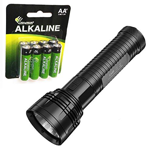 Brightest Flashlight reviewed - Nitecore EA81 Cree XHP50 Searchlight Flashlight with 8 Premium Eco-Sensa AA batteries